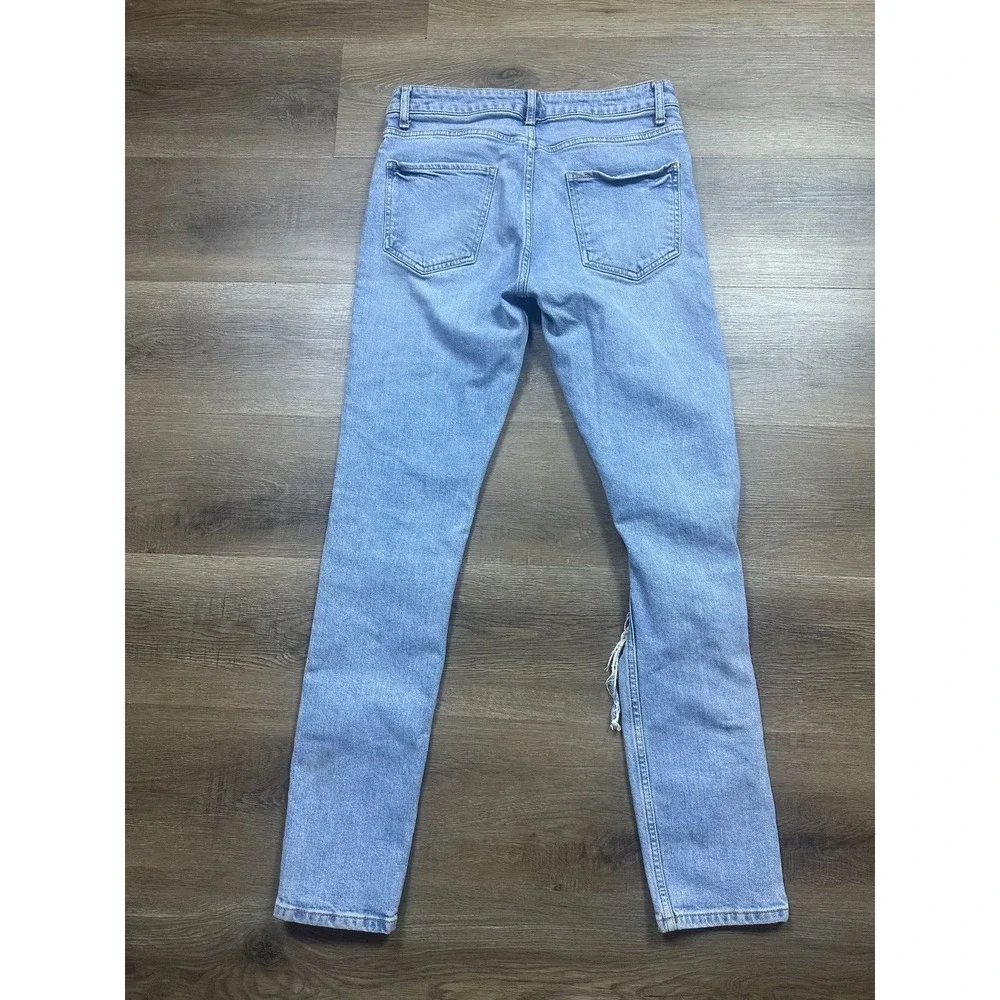 Topman Stretch Skinny Jeans Women's‎ 30R x 32 Blue Denim Distressed Casual